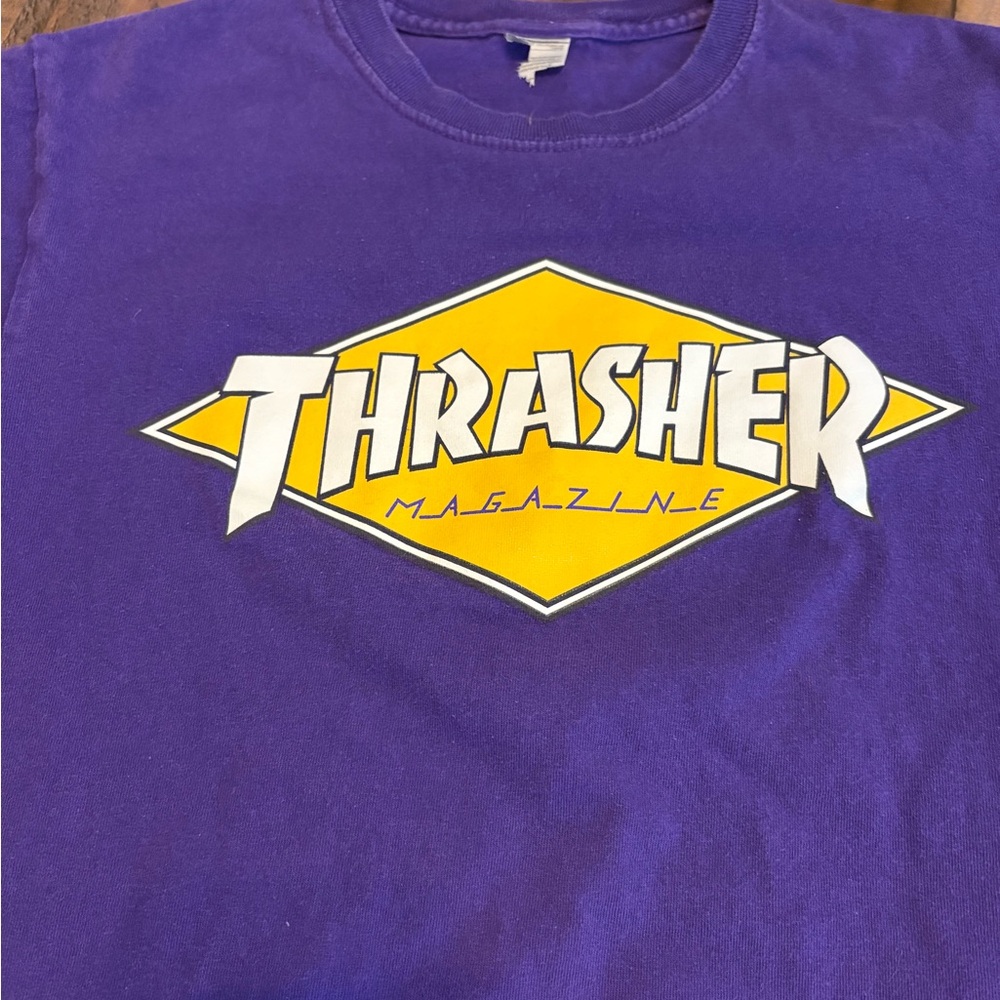 Vintage Thrasher Purple Tee with Yellow Logo